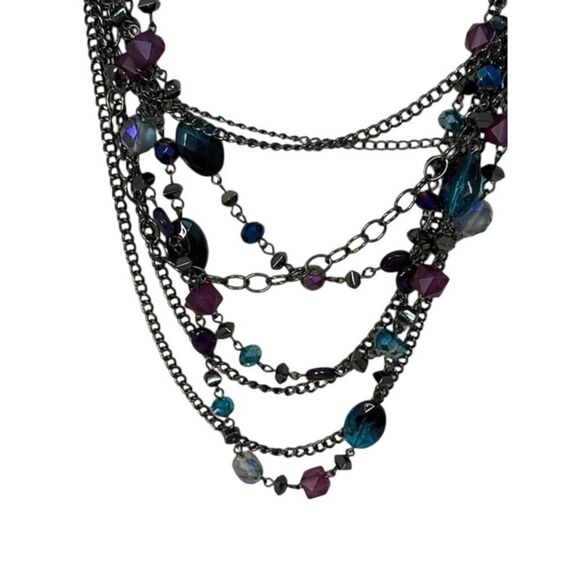 Premier Designs Vibrant Gems Necklace Long or Bib Multichain Gunmetal Black - Picture 1 of 5